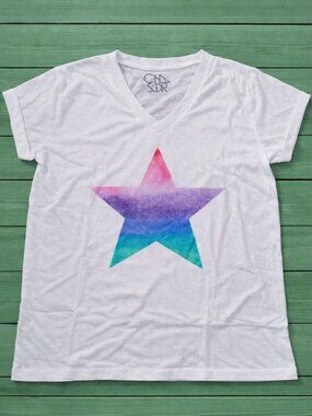 Chaser White Short Sleeve Tee Star Graphic Recycled Large NIP